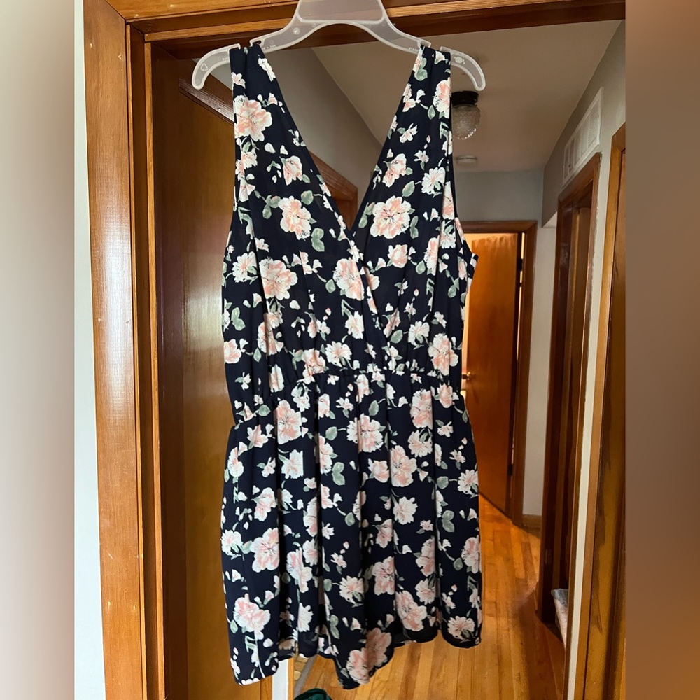 Navy floral romper